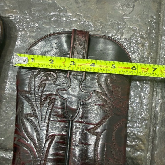 Lucchese Handmade Exotic Ostrich Leather Western Cowboy Boots Burgundy 6.5 - Picture 15 of 15